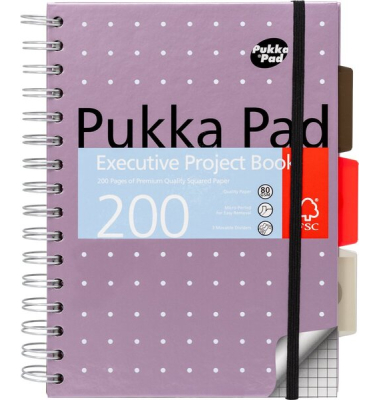 Notizbuch 6336-METSQ, Executive, farbig sortiert, A5, kariert, 80g, 100 Blatt / 200 Seiten