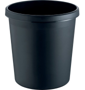 Papierkorb Re-Solution, rund, 18 Liter, umlaufender Rand, mattschwarz