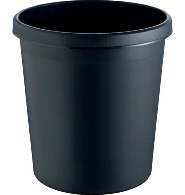 Papierkorb Re-Solution, rund, 18 Liter, umlaufender Rand, mattschwarz