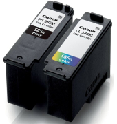 Tintenpatrone Multipack XL PG-585 und CL-586 plus Papier, für Canon Drucker, 10,3 ml + 14,3 ml, schwarz und 3-farbig