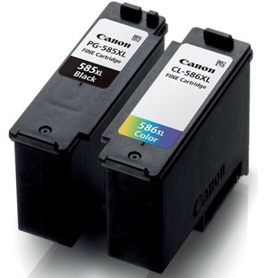 Tintenpatrone Multipack XL PG-585 und CL-586 plus Papier, für Canon Drucker, 10,3 ml + 14,3 ml, schwarz und 3-farbig