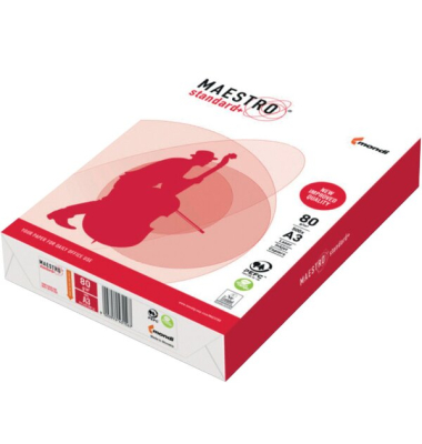 Kopierpapier Maestro Standard Plus DIN A3, 80gqm, weiß, Weißegrad 161 CIE, Packung à 500 Blatt