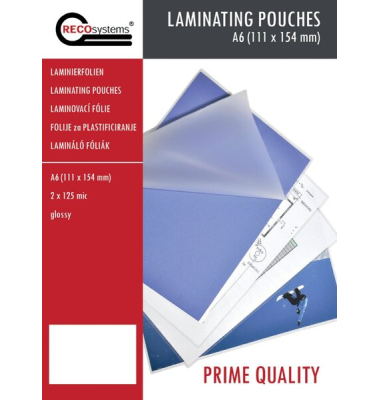 Laminierfolien Prime Quality RK1805063, A6, 111x154mm, 125mic x2, glänzend Laminierfolien Prime Quality RK1805063, A6, 111x154mm, 125mic x2, glänzend
