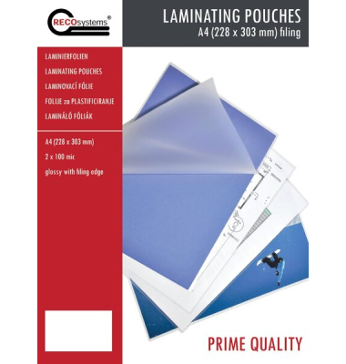 Laminierfolien Prime Quality RK1805093, A4, 160x235mm, 100mic x2, glänzend Laminierfolien Prime Quality RK1805093, A4, 160x235mm, 100mic x2, glänzend