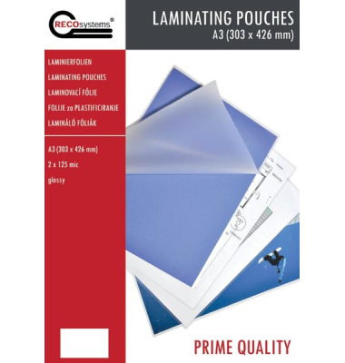 Laminierfolien Prime Quality RK1805170, A3, 303x426mm, 125mic x2, glänzend Laminierfolien Prime Quality RK1805170, A3, 303x426mm, 125mic x2, glänzend