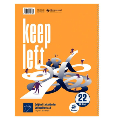 Collegeblock 734042738, kariert / kariert, A4, 70g, orange, 80 Blatt