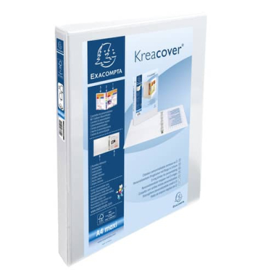 Ringbuch Kreacover 51820E, A4 Maxi 2 Ringe 15mm Ring-&Oslash; Pappe wei&szlig;