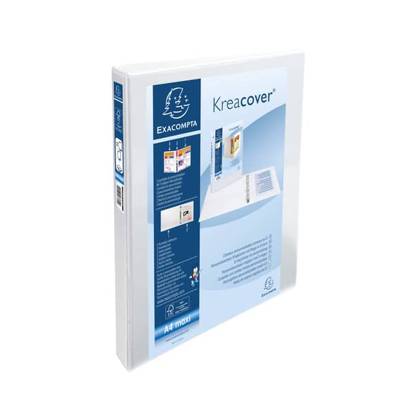 Exacompta Ringbuch Kreacover 51820E, A4 Maxi 2 Ringe 15mm Ring-Ø Pappe weiß 3130639518205 Exacompta