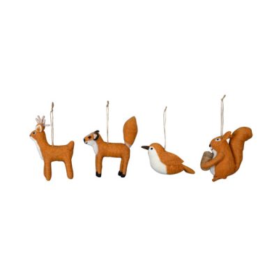 Christbaumschmuck 670400000707, Reh / Fuchs / Vogel / Eichh&ouml;rnchen, braun, Filz