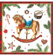 Weihn.Motivserviette 33x33cm Schaukelpf