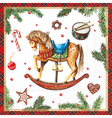 Weihn.Motivserviette 33x33cm Schaukelpf