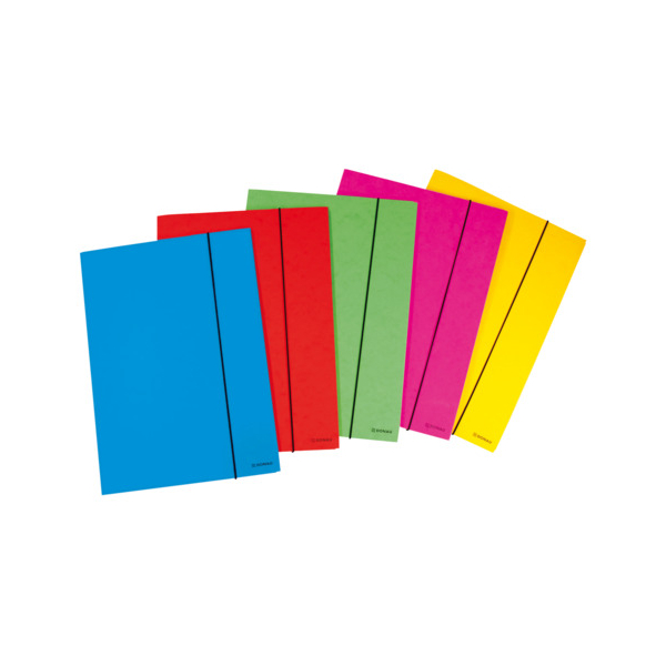 20 Stück Donau Gummizugmappe - 2068200-99, Din A4 gelb/grün/blau/rot/pink Karton 570g, für ca. 250 - 300 Blatt  (80 g/m²), mit 3 Einschlagklapp