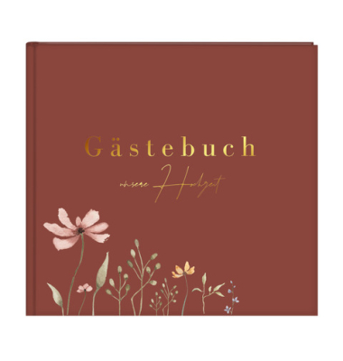 Gästebuch Hochzeit Blütenliebe bordeaux