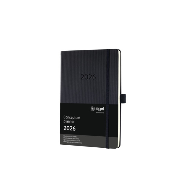 Sigel Buchkalender C2614, Conceptum, schwarz, 1 Woche / 1 Seite, 14,8x21,3cm (A5), 2026 4004360772696 Sigel