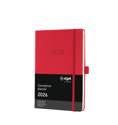 Buchkalender C2664, Conceptum, rot, 2 Seiten / 1 Woche,  (ca. A5), 2026
