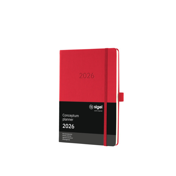 4004360773051 - Buchkalender C2664 Conceptum rot 2 Seiten   1 Woche  (ca A5) 2026 4004360773051 Sigel