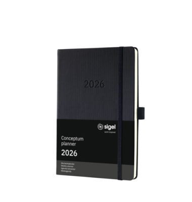 Buchkalender C2612, Conceptum, schwarz, 1 Woche / 2 Seiten, 14,8x21,3cm (ca. A5), 2026