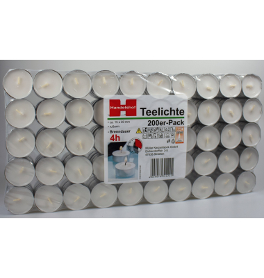 Teelichter FLATPACK 690820 wei&szlig; 3,9cm ca. 4 Stunden Brenndauer