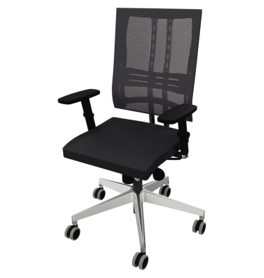 B&uuml;rodrehstuhl NetMotion ES, schwarz / chrom, mit Armlehnen, bis 110kg, ohne Kopfst&uuml;tze
