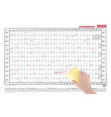 Plakatkalender 4, 12 Monate / 1 Seite, 60x42cm (BxH) (A2 quer), 2026