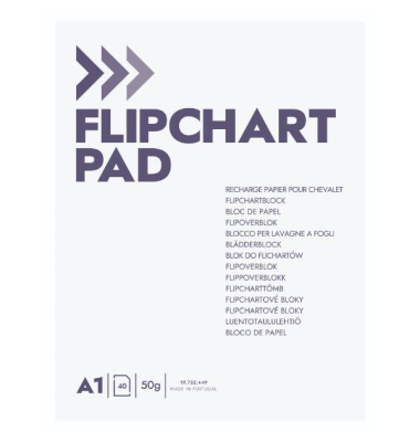Flipchartblock 890180, 59x81cm, blanko, 50g