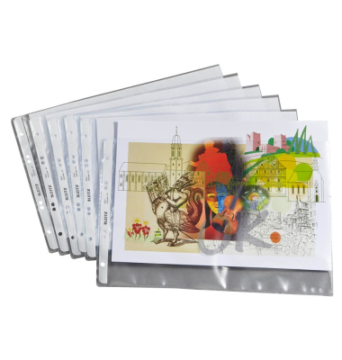 Prospekth&uuml;llen 4724 47240003 dokumentenecht, A4 quer transluzent genarbt, oben offen, 0,13mm