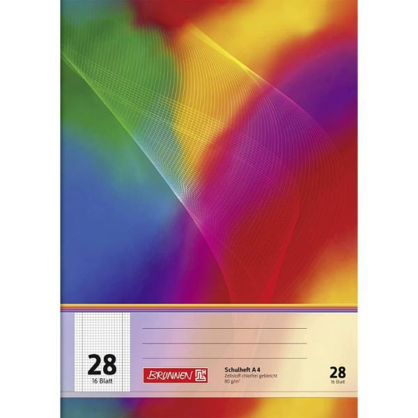 Brunnen Schulheft 104492802, Lineatur 28 / Kariert Mit Rand / keine, A4, 80g, regenbogen, 16 Blatt / 32 Seiten 4003273509511 Brunnen