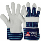 Arbeitshandschuhe, Leder, natur/blau