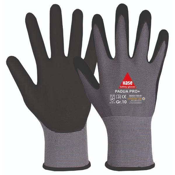 10 Stück Hase Mechanikschutzhandschuhe, Nitrilschaum, schwarz/grau 4018949869127 Hase