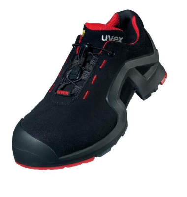 Sicherheitshalbschuhe uvex 1 x-tended support, S3L, ESD, Unisex, schwarz/rot, Weite 12, Gr&ouml;&szlig;e 45