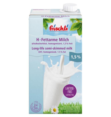 Milch 1119, 1,5% Fett, laktosefrei, 1 Liter, im Tetrapack