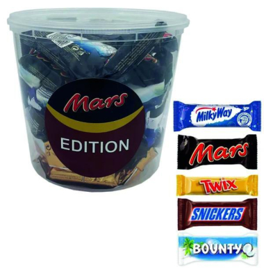 Snackbox mit 60 verschiedenen Mini-Riegeln, 5 verschiedene Sorten, 1180g