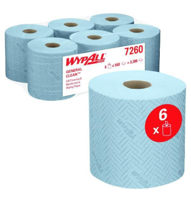 L20, blaues Wischpapier, 2-lagig, 6x550 Stück