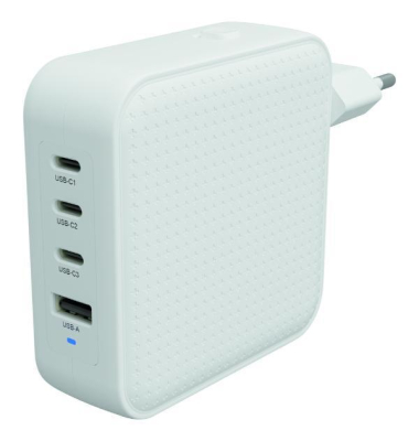 HJ1002 Ladegerät, 100W, 3 USB-C-Ports, 1 USB-A-Port, weiß