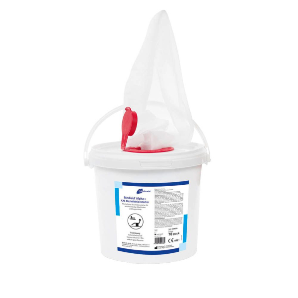 4250016409380 - Meditrade Medizid® Alpha+ XXL Desinfektionstücher Alkoholfreie Hygienetücher für wischbeständige Oberflächen und Gegenstände 1 Eimer = 70 Tücher Tuchgröße 26 x 29 cm 4250016409380 - Meditrade Medizid® Alpha+ XXL Desinfektionstücher Alkoholfreie Hygienetücher für wischbeständige Oberflächen und Gegenstände 1 Eimer = 70 Tücher Tuchgröße 26 x 29 cm