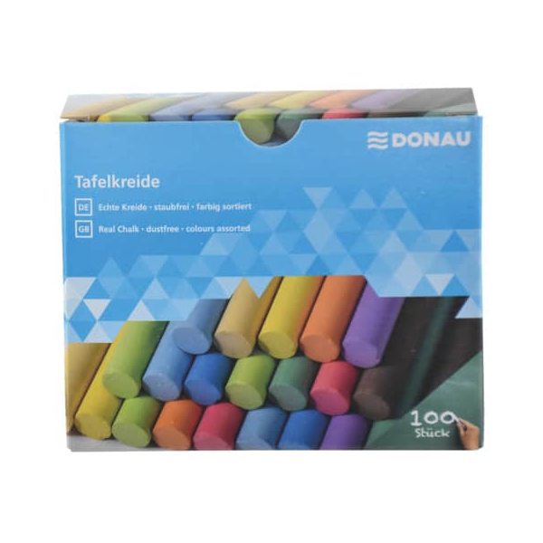 Donau Tafelkreide, 4520100-99, farbig sortiert 9004546453529 Donau 100 Stück
