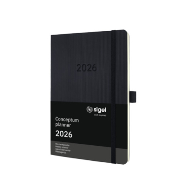 Buchkalender C2622, schwarz, 1 Woche / 2 Seiten, 13,5x21cm (A5), 2026
