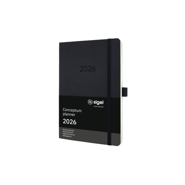 Sigel Buchkalender C2622, Conceptum, schwarz, 1 Woche / 2 Seiten, 13,5x21cm (A5), 2026 4004360772511 Sigel