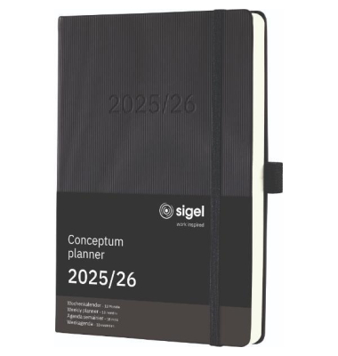 Buchkalender C2601, Conceptum, schwarz, 1 Woche / 2 Seiten,  (A5), 2026