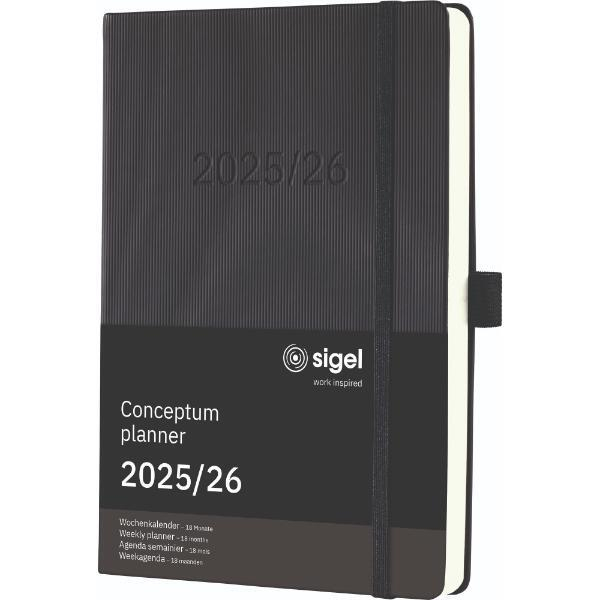 4004360772573 - Buchkalender C2601 Conceptum schwarz 1 Woche   2 Seiten  (A5) 2026 4004360772573 Sigel