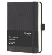Buchkalender C2611, Conceptum, schwarz, 1 Tag / 1 Seite, Sa/So 1 Seite,  (10,8x15,1cm), 2026