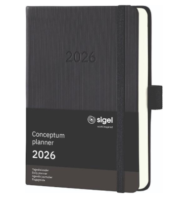 Buchkalender C2611, Conceptum, schwarz, 1 Tag / 1 Seite, Sa/So 1 Seite,  (10,8x15,1cm), 2026