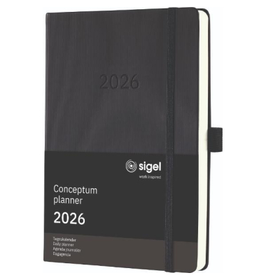 Buchkalender C2610, Conceptum, schwarz, 1 Tag / 1 Seite, Sa/So 1 Seite,  (148x213mm), 2026