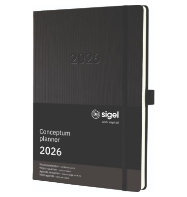 Buchkalender C2618, Conceptum, schwarz, 1 Woche / 2 Seiten,  (225x315mm), 2026