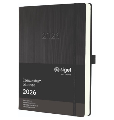 Buchkalender C2604, Conceptum, schwarz, 1 Tag / 1 Seite, 22,5x31,5cm (A4+), 2026