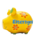 Spardose Schwein (klein) 10041700 , "Bl&uuml;ten/Schriftzug"