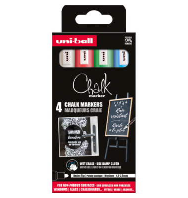 Kreidemarkeretui 4ST Uni Chalk sortiert