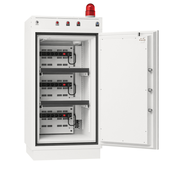 5032548015524 - Batterietresor Commander Pro BS1943K 199 l VDMA 249942024-08 2 Fachböden Zylinderschloss B 690 x T 710 x H 1385 mm Stahl signalweiß RAL 9003