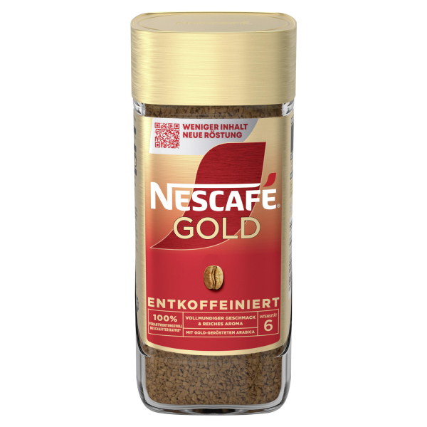 NESCAFÉ GOLD Entkoffeiniert, löslicher Bohnenkaffee, Instant-Kaffee aus erlesenen Kaffeebohnen, vollmundig & aromatisch, koffeinfrei, 1er Pack (1 x 95g)