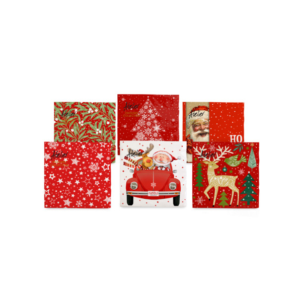 24 Stück Braun und Company Weihnachtsservietten Atelier 1180-25364, farbig sortiert / Weihnachten, 3-lagig, 33x33cm  Braun und Company 20 Stück